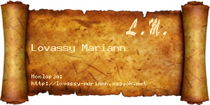 Lovassy Mariann névjegykártya